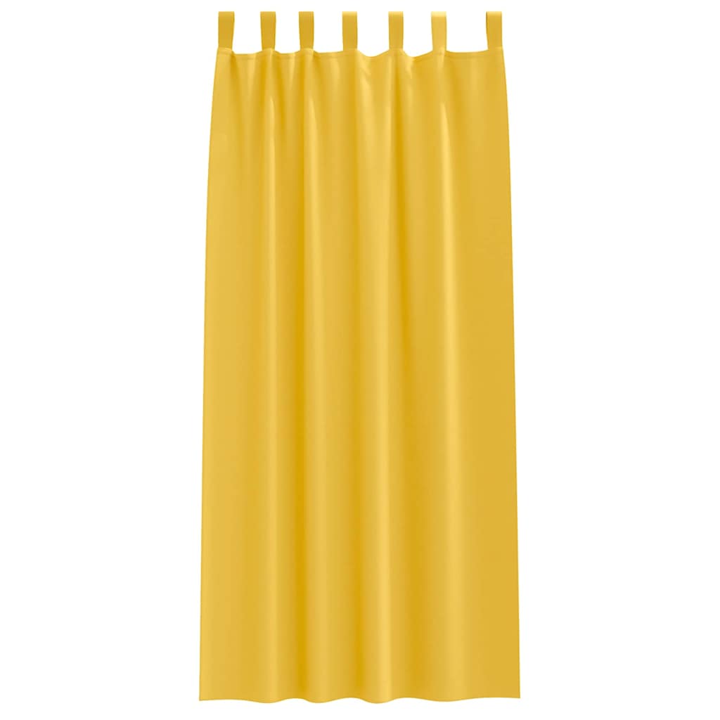 Mørklægningsgardiner med ringe 2 stk. Sennepsgul 225 x 140 cm