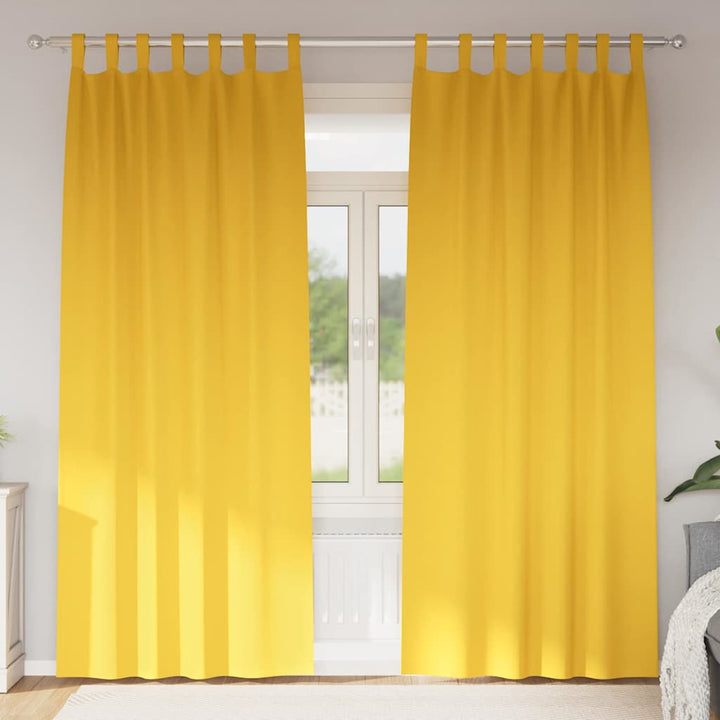 Mørklægningsgardiner med ringe 2 stk. Sennepsgul 245 x 140 cm