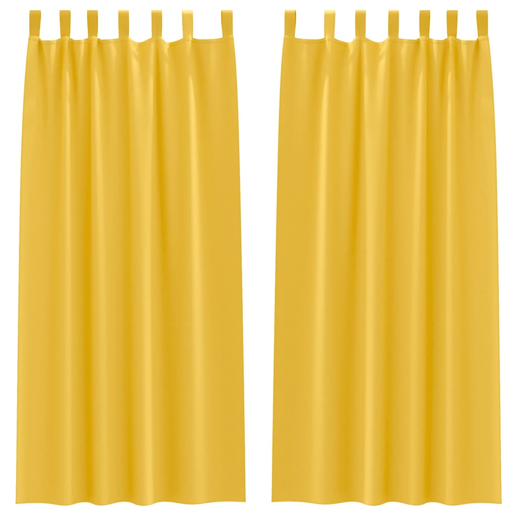 Mørklægningsgardiner med ringe 2 stk. Sennepsgul 260 x 140 cm