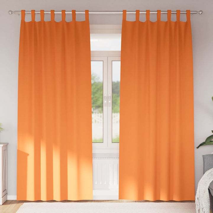 Mørklægningsgardiner med ringe 2 stk. Lys Orange 245 x 140 cm