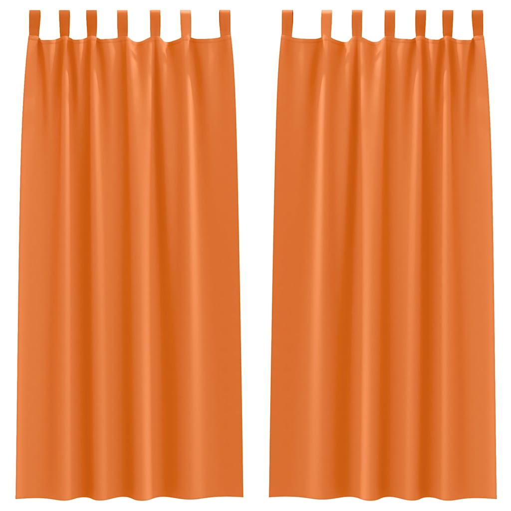 Mørklægningsgardiner med ringe 2 stk. Lys Orange 260 x 140 cm