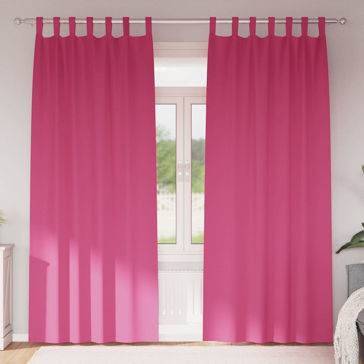 Mørklægningsgardiner med ringe 2 stk. Lys Pink 225 x 140 cm