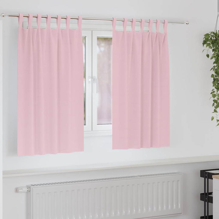 Mørklægningsgardiner med ringe 2 pcs Lyserød 140 x 140 cm