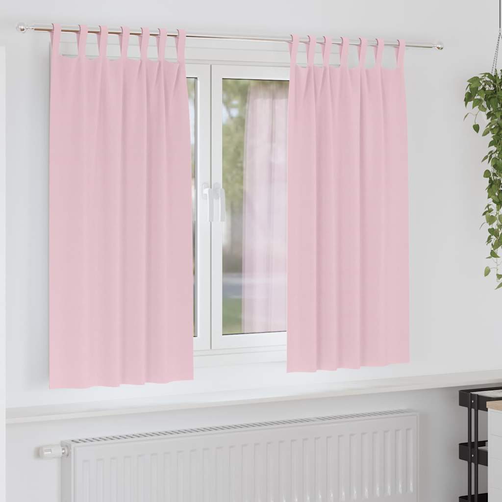 Mørklægningsgardiner med ringe 2 stk. Lyserød 175 x 140 cm