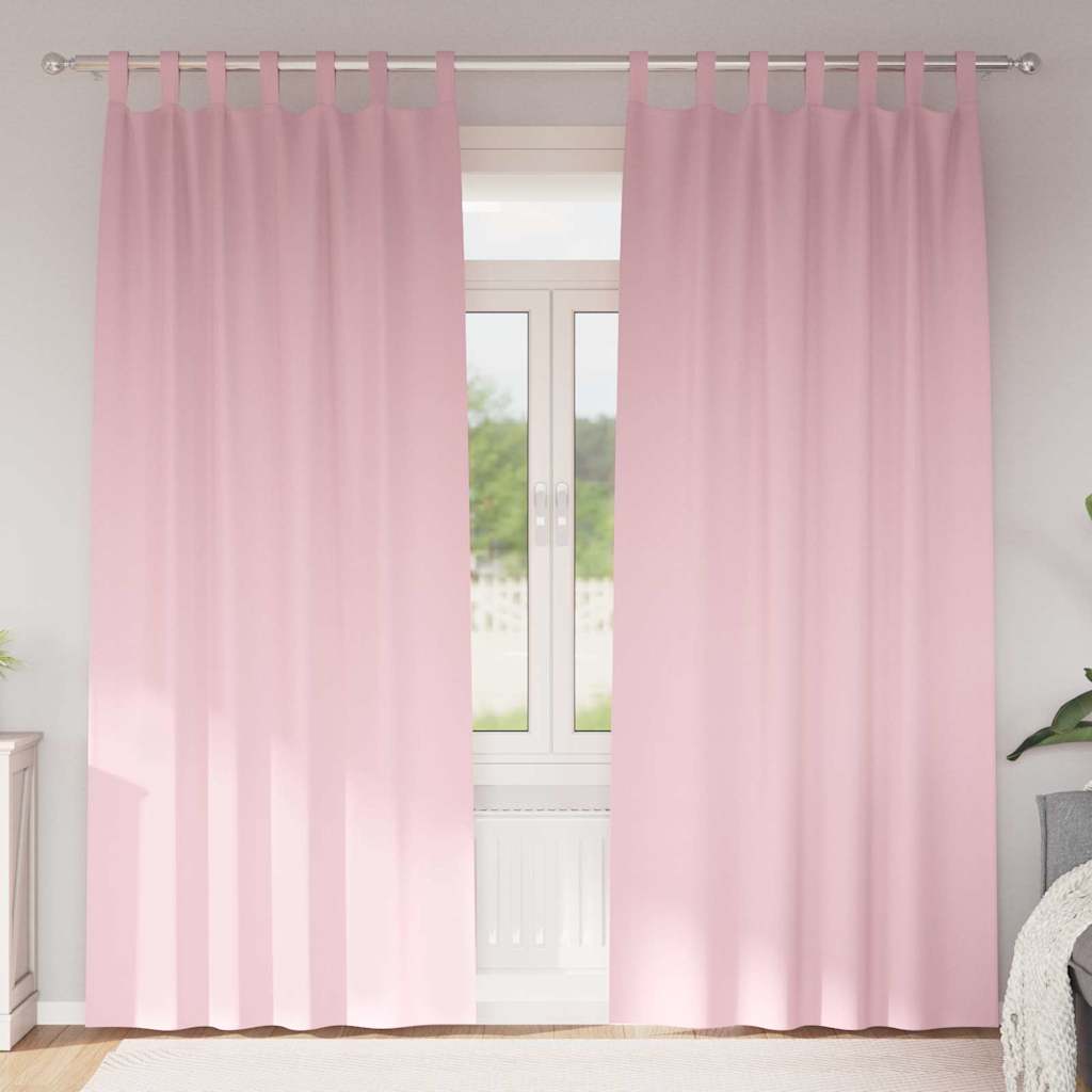 Mørklægningsgardiner med ringe 2 pcs Lyserød 245 x 140 cm