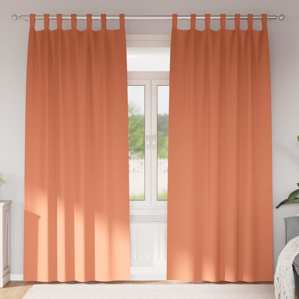 Mørklægningsgardiner med ringe 2 stk. Terrakotta 245 x 140 cm