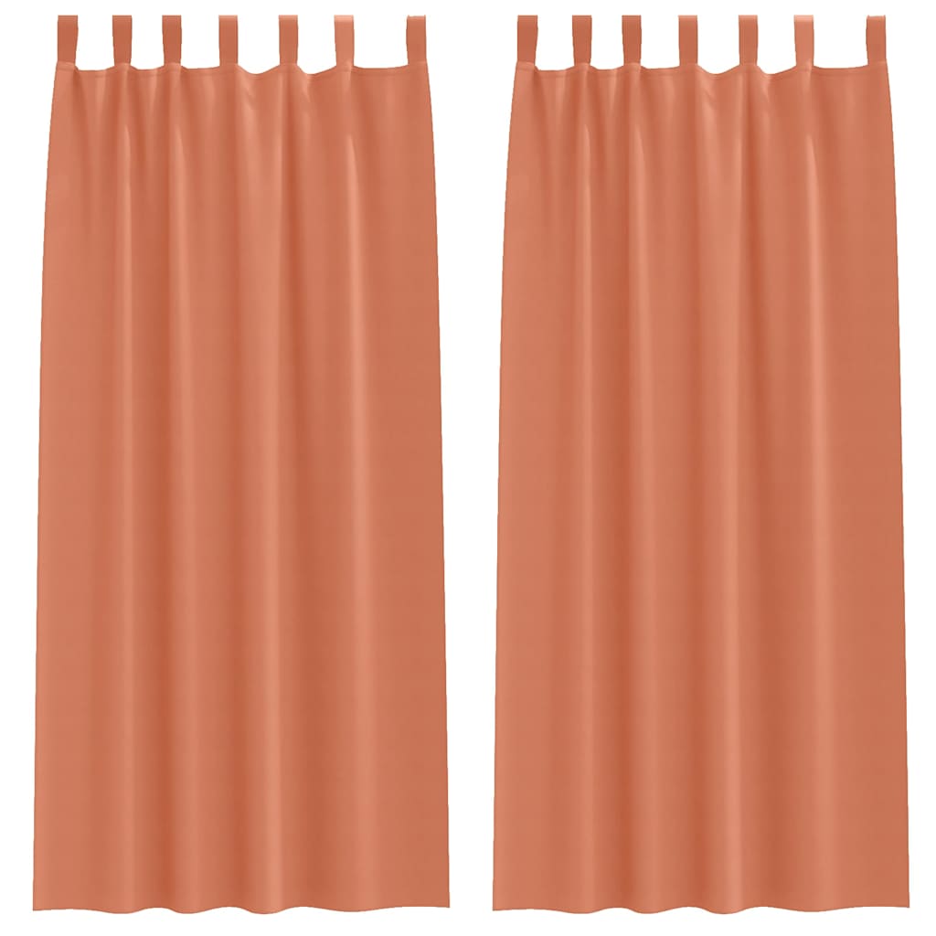 Mørklægningsgardiner med ringe 2 stk. Terrakotta 245 x 140 cm