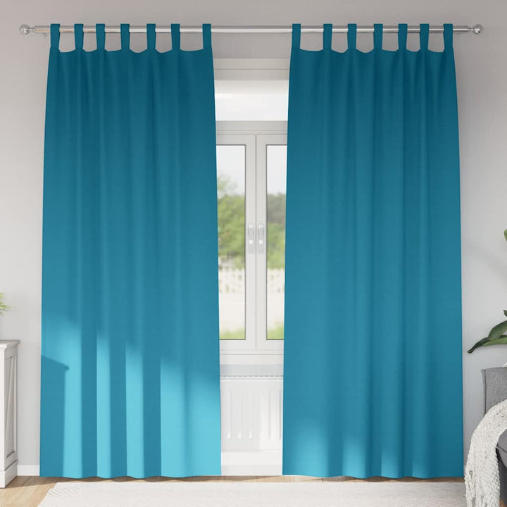 Mørklægningsgardiner med ringe 2 stk. Turkis 260 x 140 cm