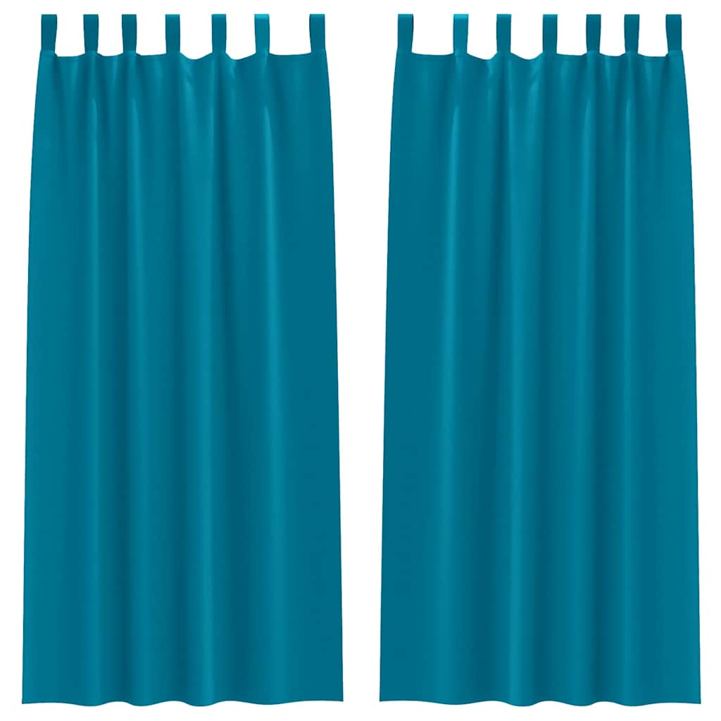Mørklægningsgardiner med ringe 2 stk. Turkis 260 x 140 cm