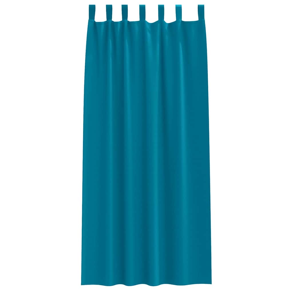 Mørklægningsgardiner med ringe 2 stk. Turkis 260 x 140 cm