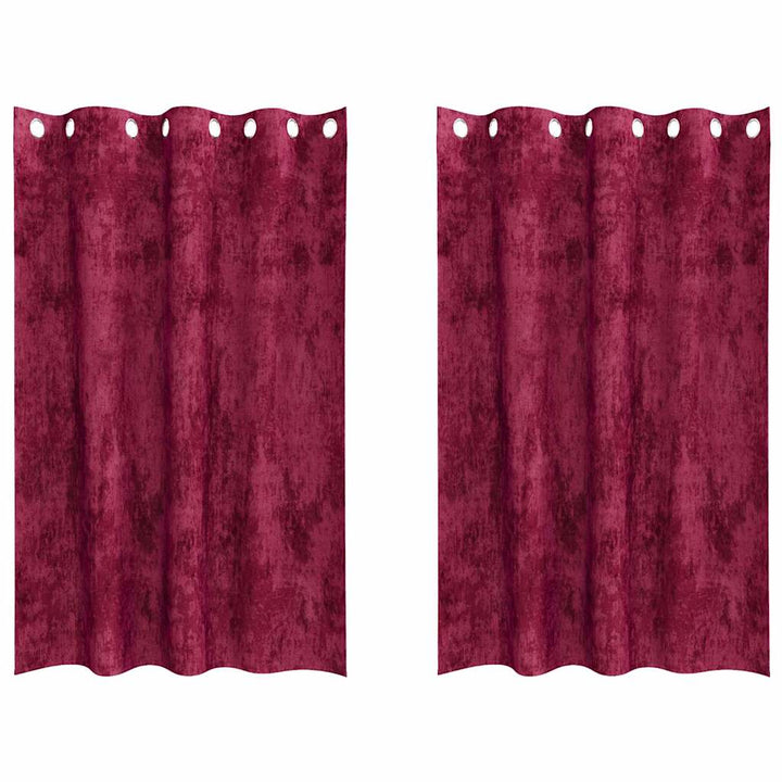 Velour Gardiner 2 stk. Vinrød 175 x 140 cm Fløjl