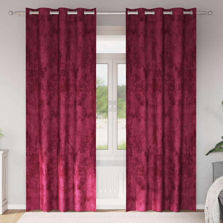 Velour Gardiner 2 stk. Vinrød 260 x 140 cm Fløjl
