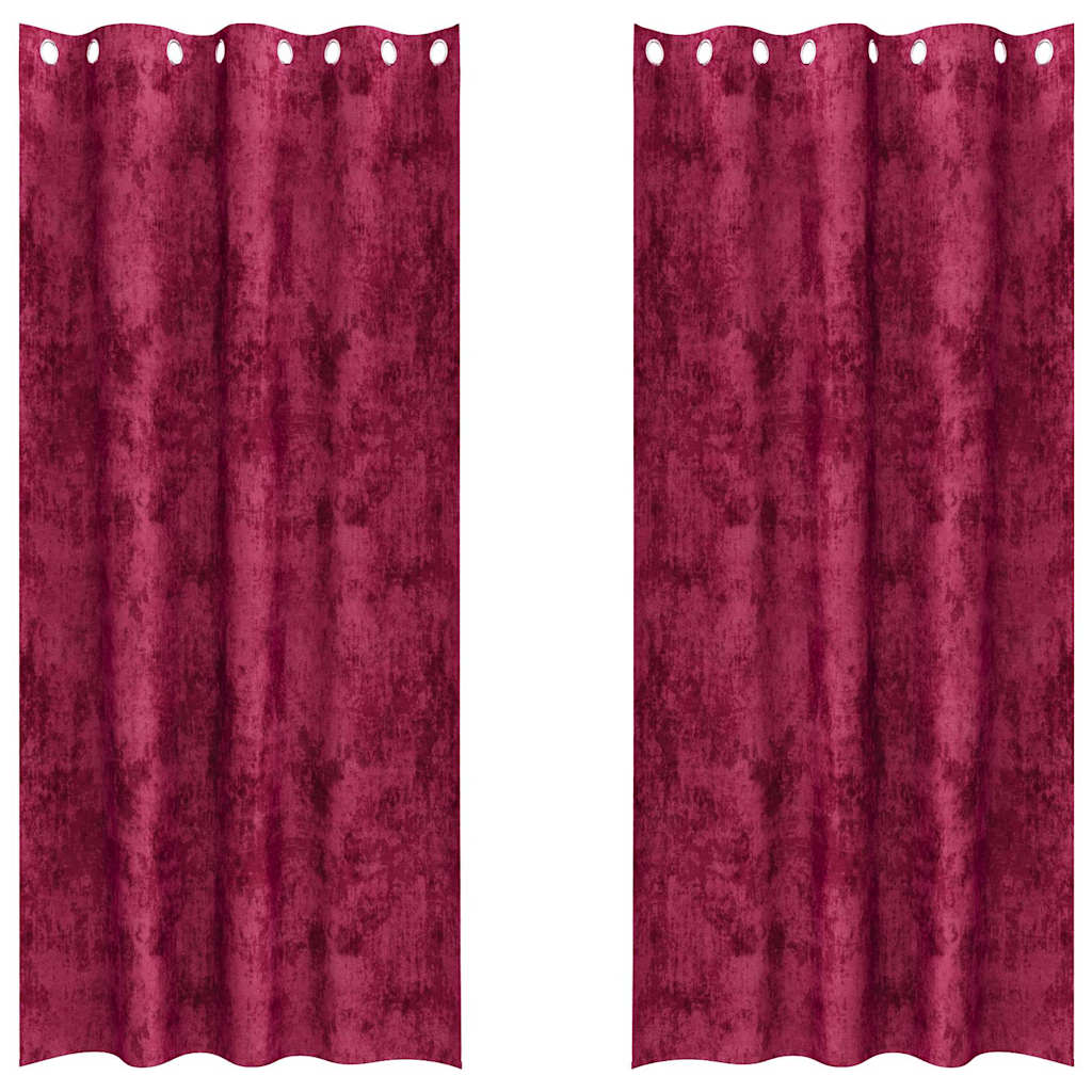 Velour Gardiner 2 stk. Vinrød 260 x 140 cm Fløjl