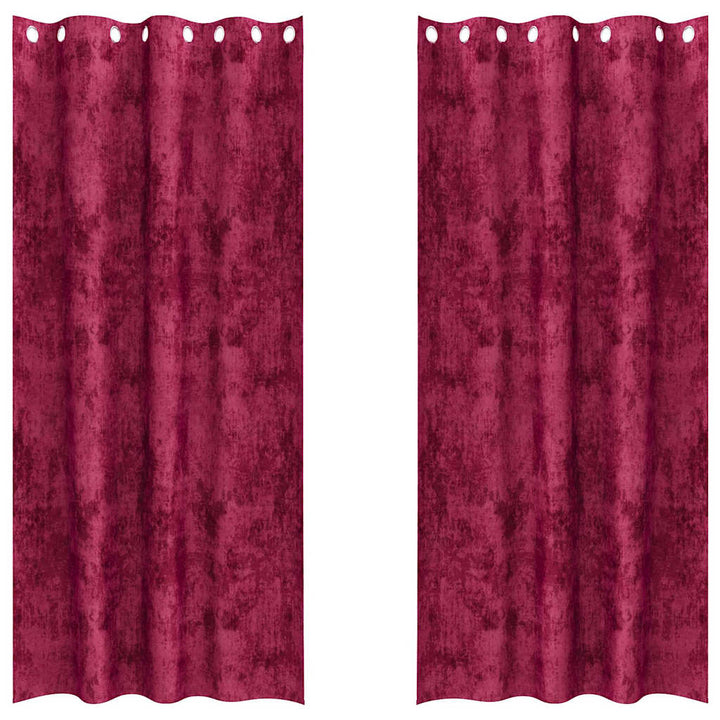 Velour Gardiner 2 stk. Vinrød 260 x 140 cm Fløjl
