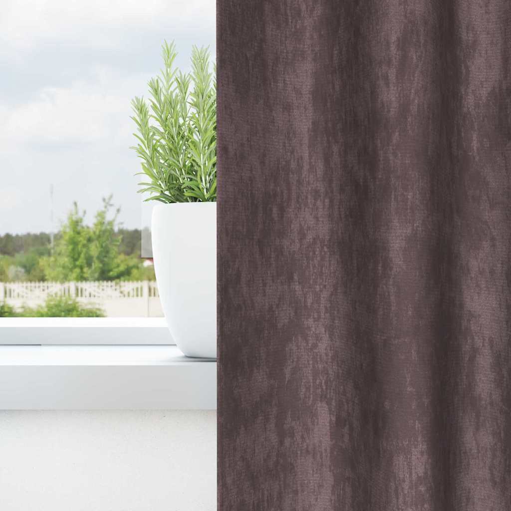 Velour Gardiner 2 stk. Brun 140 x 140 cm Fløjl