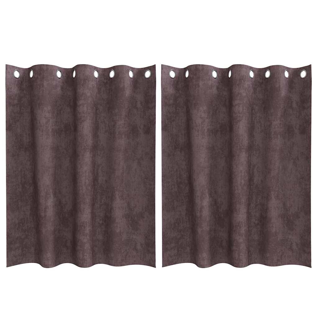 Velour Gardiner 2 stk. Brun 140 x 140 cm Fløjl