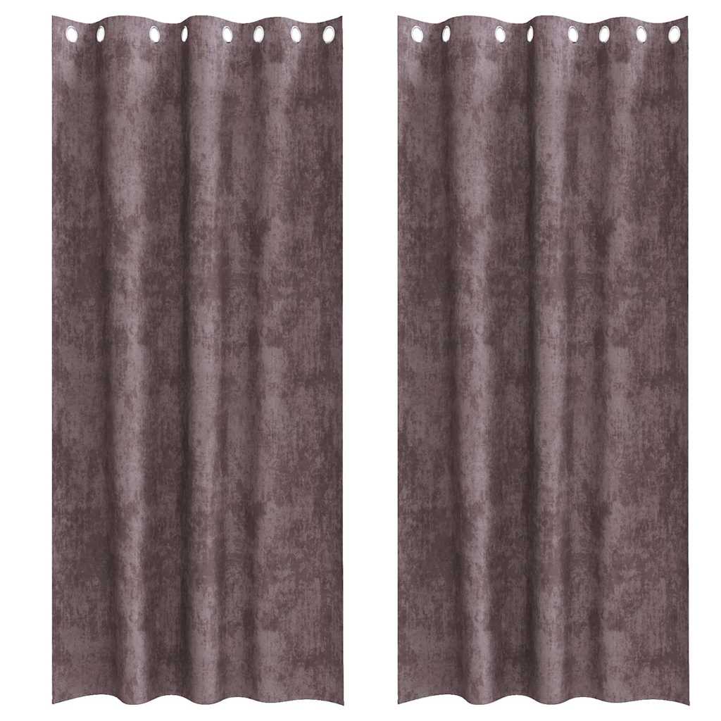 Velour Gardiner 2 stk. Brun 225 x 140 cm Fløjl