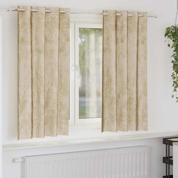 Velour Gardiner 2 stk. Creme 175 x 140 cm Fløjl