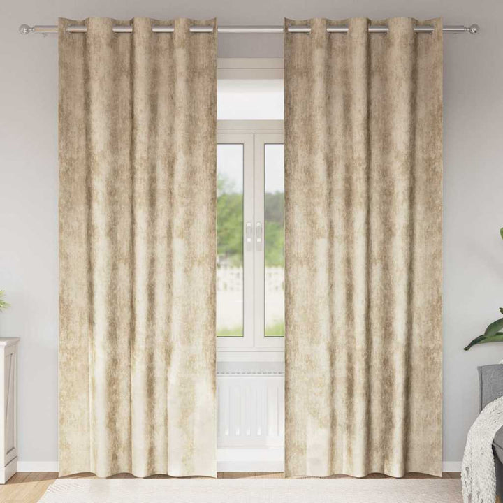 Velour Gardiner 2 stk. Creme 245 x 140 cm Fløjl