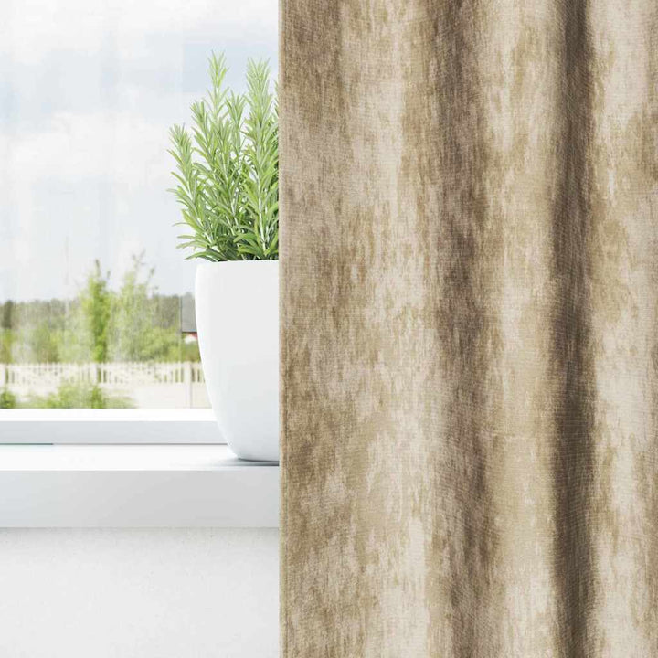 Velour Gardiner 2 stk. Creme 260 x 140 cm Fløjl