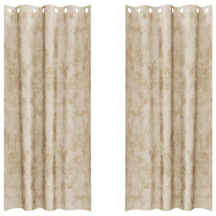 Velour Gardiner 2 stk. Creme 260 x 140 cm Fløjl