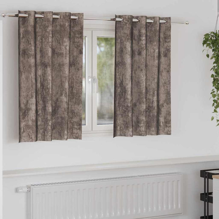 Velour Gardiner 2 stk. Cappuccino 140 x 140 cm Fløjl