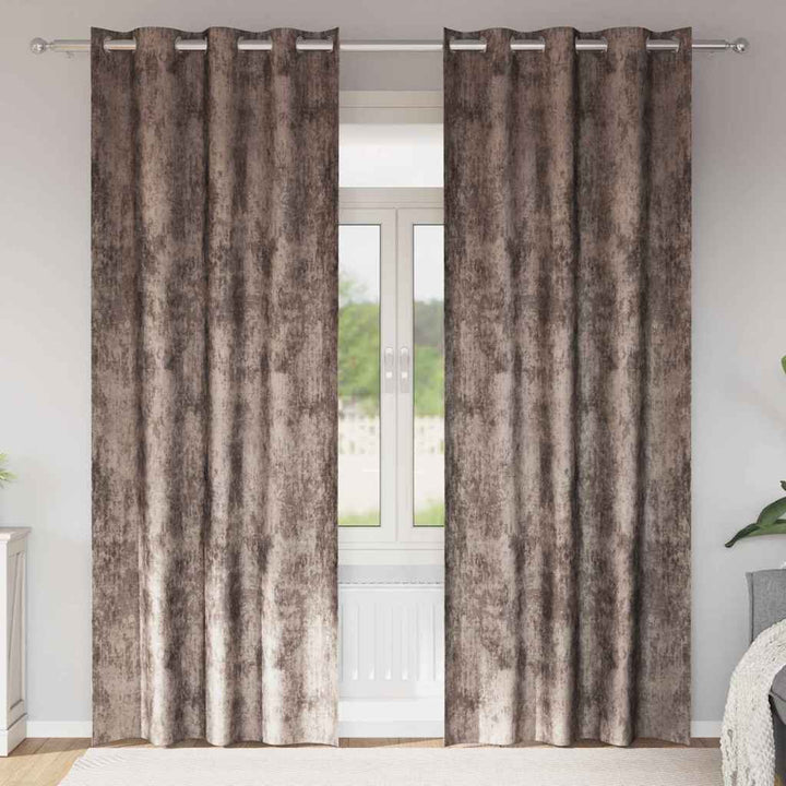Velour Gardiner 2 stk. Cappuccino 245 x 140 cm Fløjl