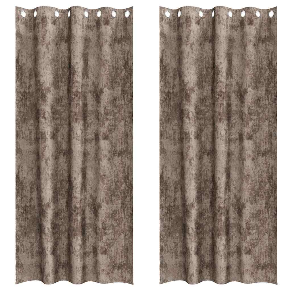 Velour Gardiner 2 stk. Cappuccino 245 x 140 cm Fløjl