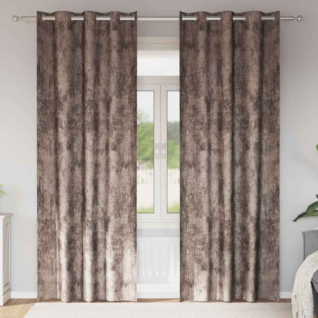 Velour Gardiner 2 stk. Cappuccino 260 x 140 cm Fløjl