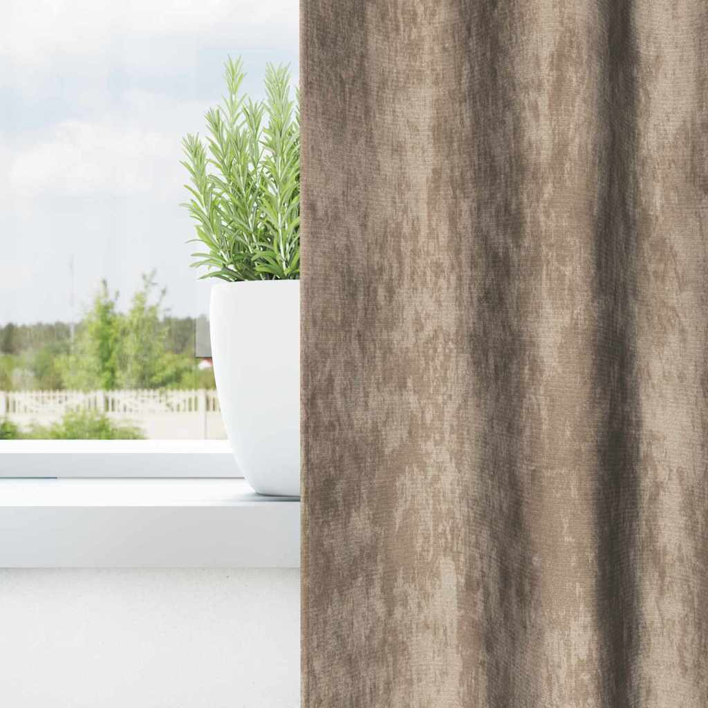Velour Gardiner 2 stk. champagnefarvet 225 x 140 cm Fløjl