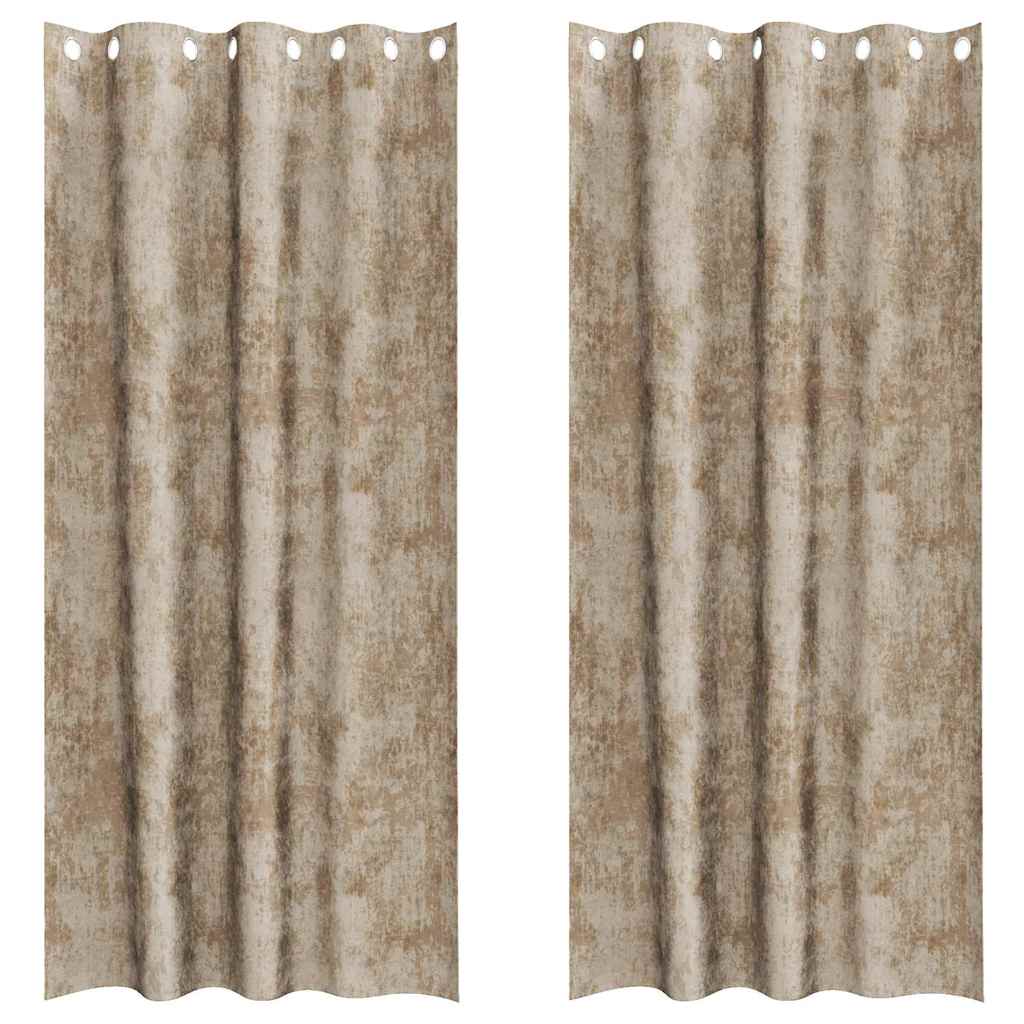 Velour Gardiner 2 stk. champagnefarvet 260 x 140 cm Fløjl