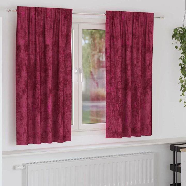 Velour Gardiner 2 stk. Vinrød 175 x 140 cm Fløjl