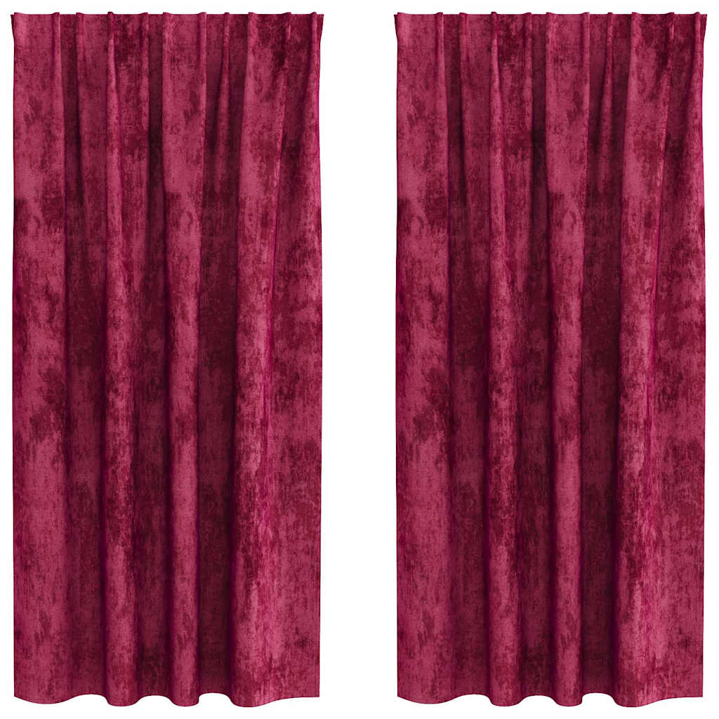 Velour Gardiner 2 stk. Vinrød 175 x 140 cm Fløjl