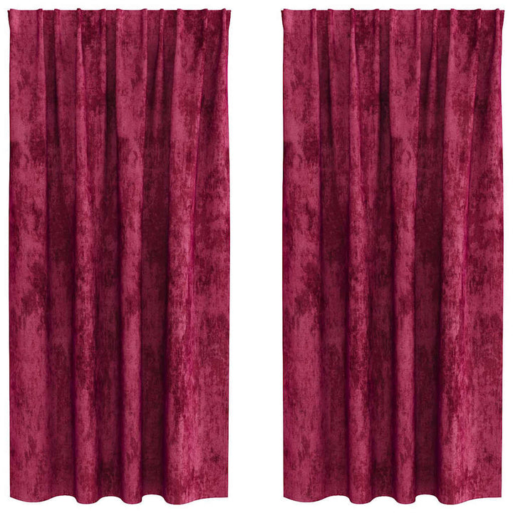 Velour Gardiner 2 stk. Vinrød 175 x 140 cm Fløjl
