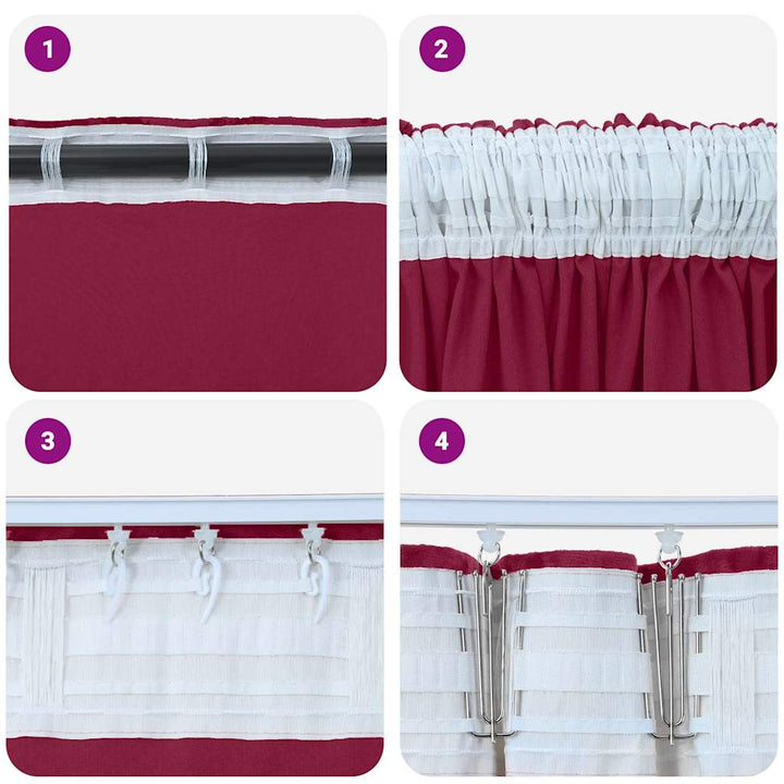 Velour Gardiner 2 stk. Vinrød 225 x 140 cm Fløjl