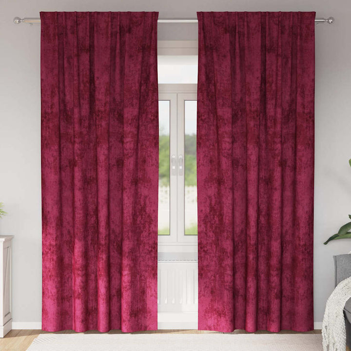 Velour Gardiner 2 stk. Vinrød 225 x 140 cm Fløjl