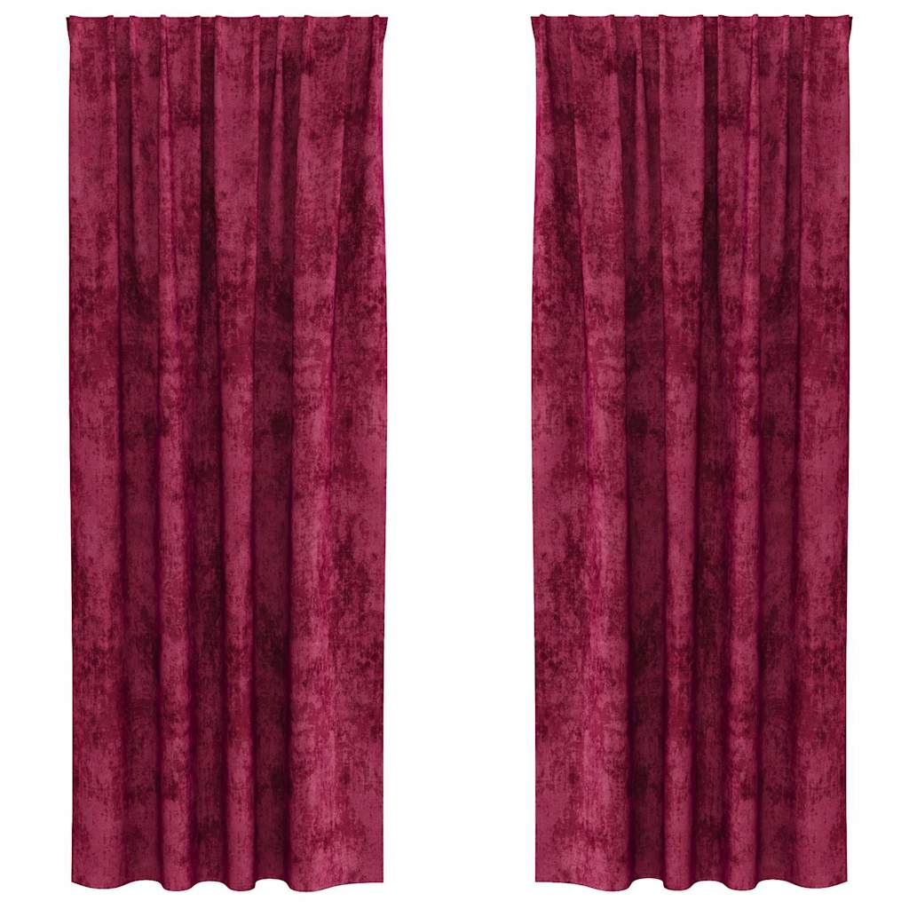 Velour Gardiner 2 stk. Vinrød 225 x 140 cm Fløjl