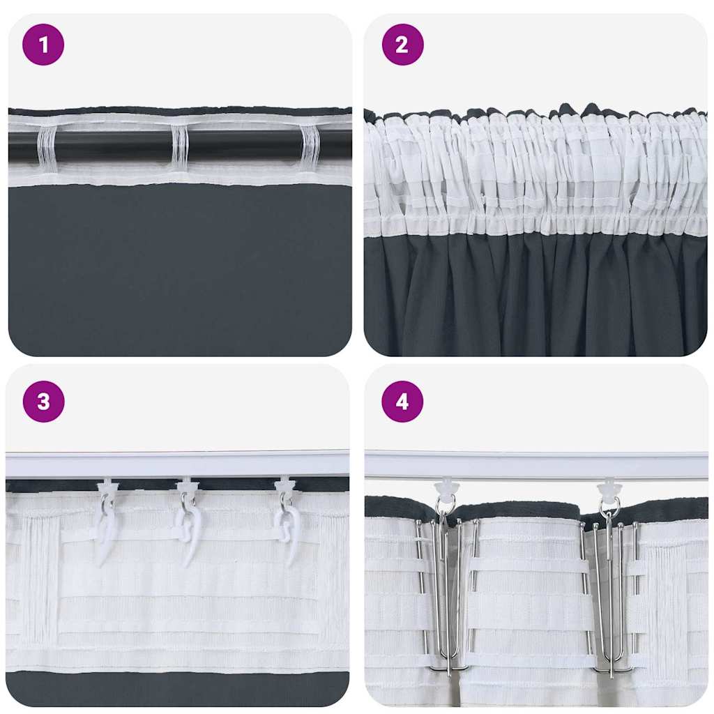 Velour Gardiner med gardiner 2 pcs Sølvgrå 140 x 140 cm Fløjl
