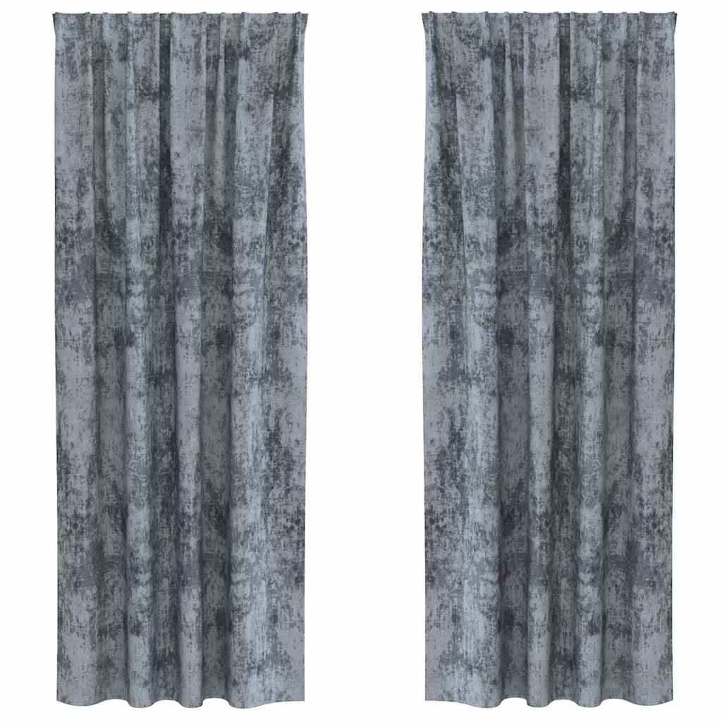 Velour Gardiner 2 stk. Sølvgrå 225 x 140 cm Fløjl