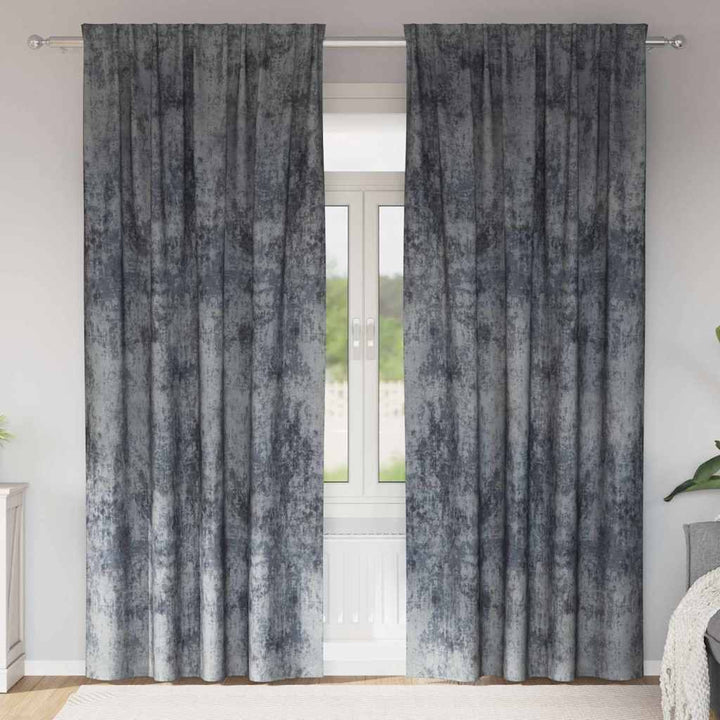 Velour Gardiner 2 stk. Sølvgrå 245 x 140 cm Fløjl