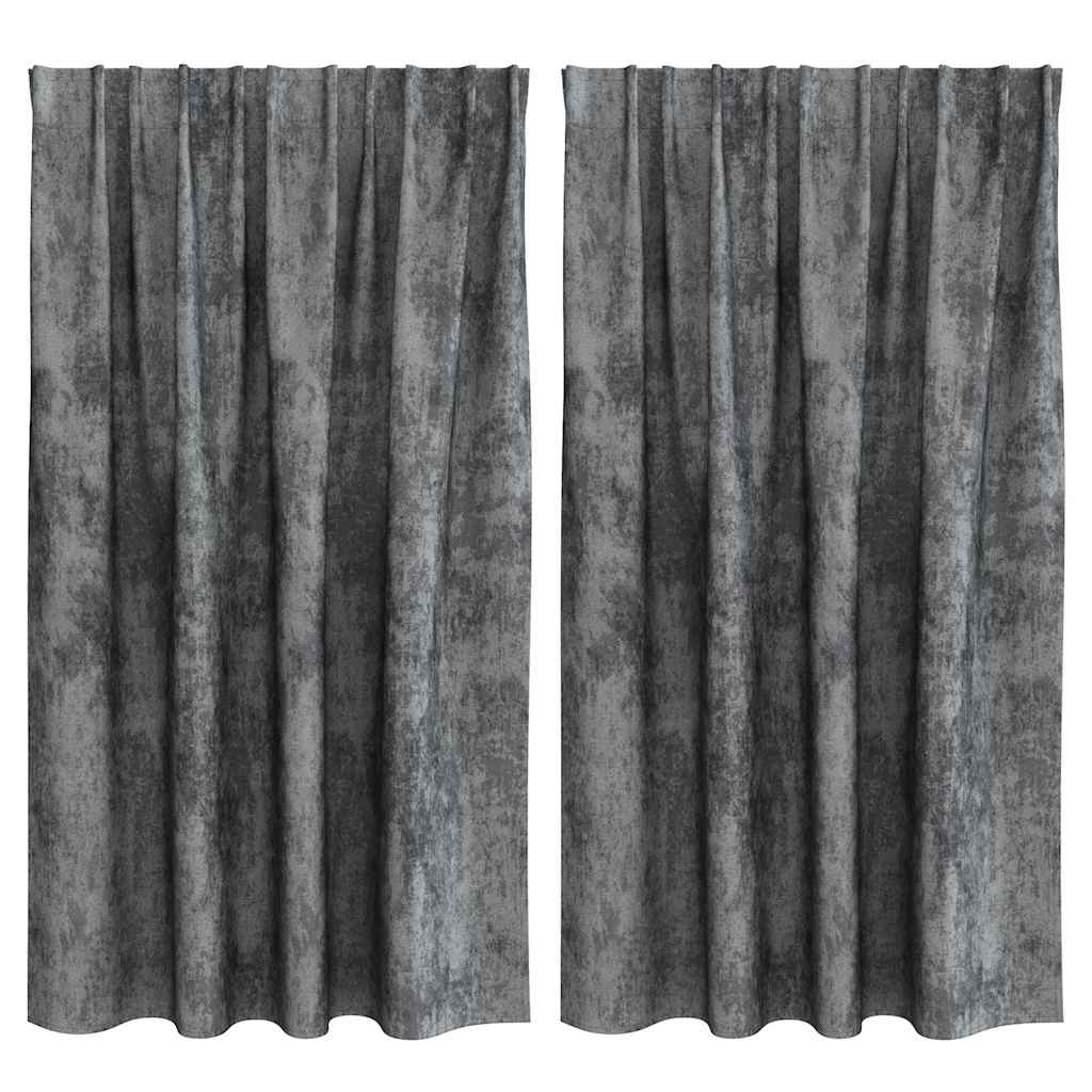 Velour Gardiner med gardiner 2 pcs Grå 140 x 140 cm Fløjl