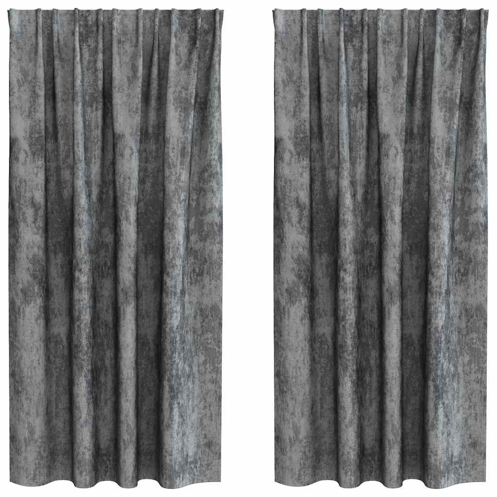 Velour Gardiner med gardiner 2 pcs Grå 175 x 140 cm Fløjl