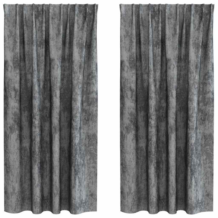 Velour Gardiner med gardiner 2 pcs Grå 175 x 140 cm Fløjl