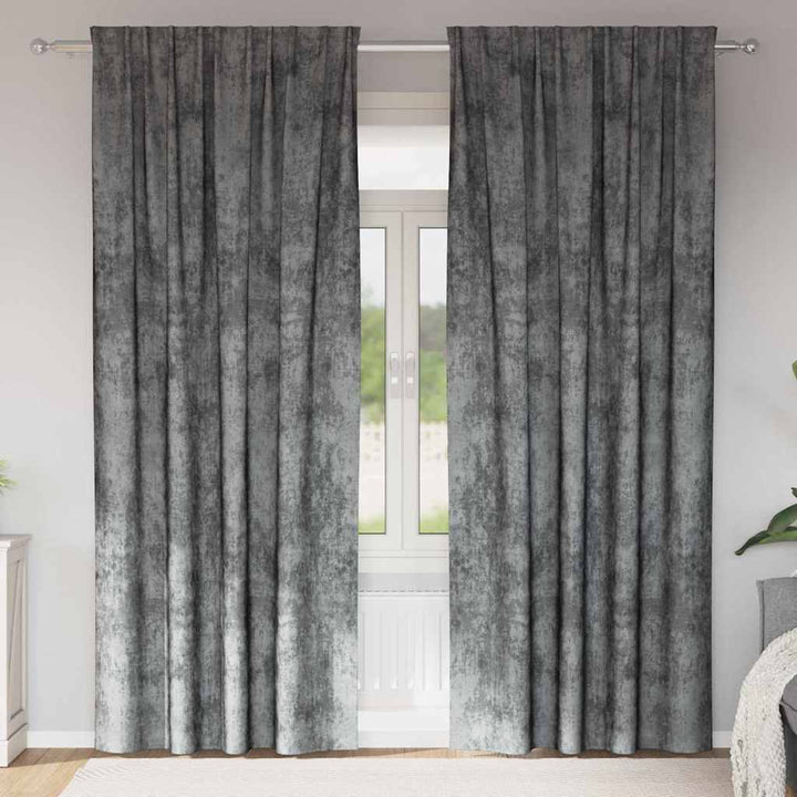 Velour Gardiner med gardiner 2 pcs Grå 225 x 140 cm Fløjl
