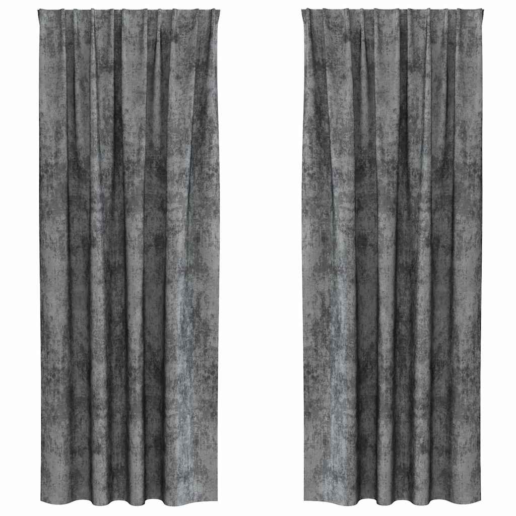 Velour Gardiner med gardiner 2 pcs Grå 225 x 140 cm Fløjl