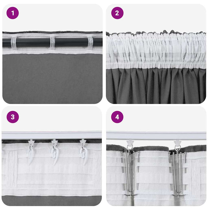 Velour Gardiner med gardiner 2 pcs Grå 245 x 140 cm Fløjl
