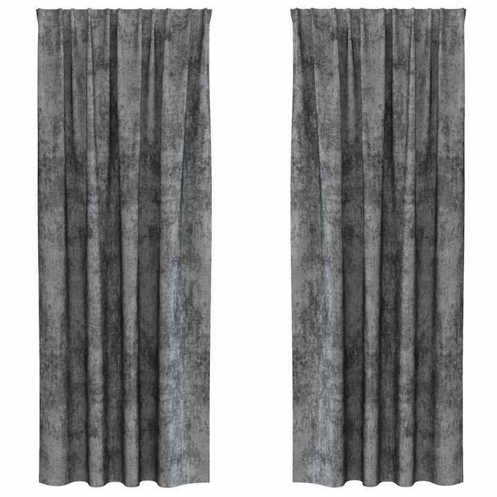 Velour Gardiner med gardiner 2 pcs Grå 245 x 140 cm Fløjl