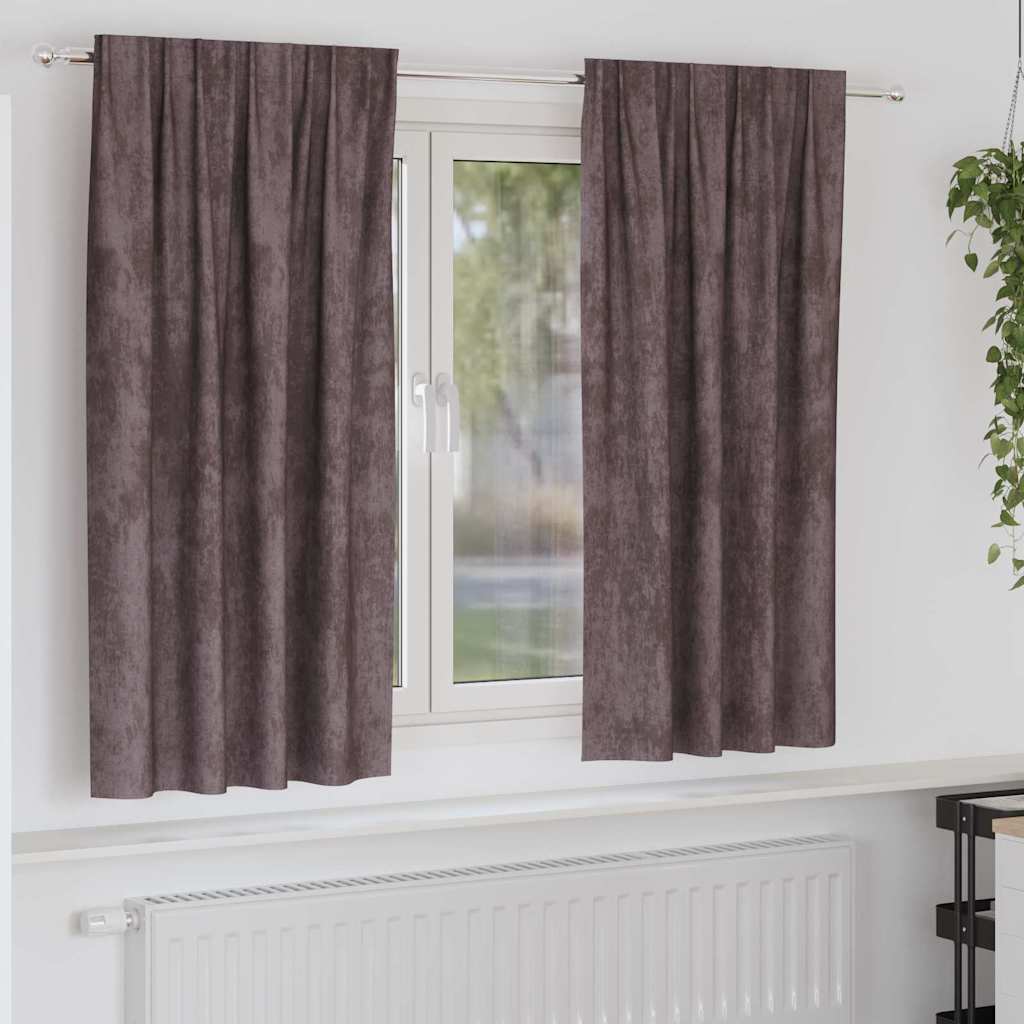 Velour Gardiner 2 stk. Brun 175 x 140 cm Fløjl