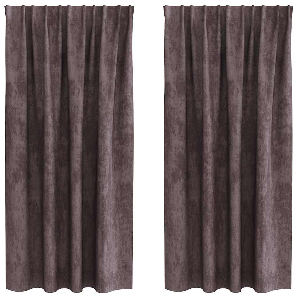 Velour Gardiner 2 stk. Brun 175 x 140 cm Fløjl