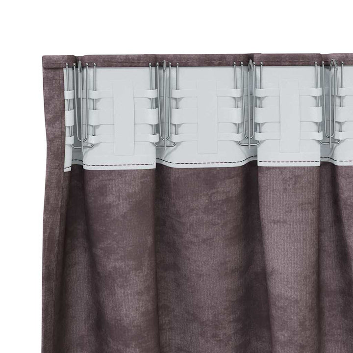 Velour Gardiner 2 stk. Brun 225 x 140 cm Fløjl